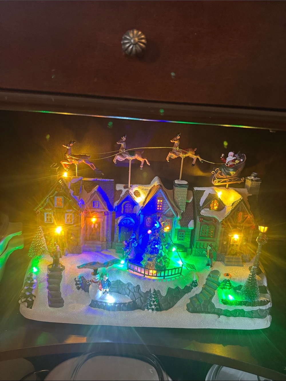 Holiday Village LED Lighted Christmas musical moving Display - plastic